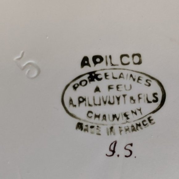 Apilco France Handpainted Set of 4 Dish Signed - Picture 3 of 4